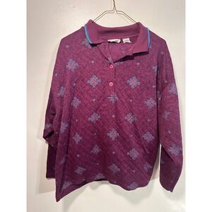 Vintage Gitano Purple Quilted Floral Jogger Set Womens 22W 2PC Loungewear 90s